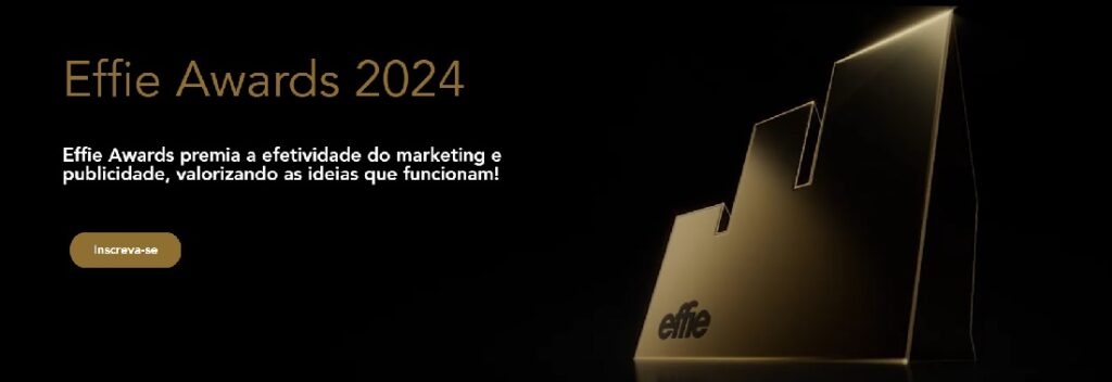 Banner em fundo preto mostra logotipo do premio Effie 2024 de que Mariane Panhoni fará parte do júri